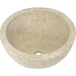 Casa Linéa Vasque à poser ronde en travertin l.40,6xH.15 cm, Aline* Vasque À Poser