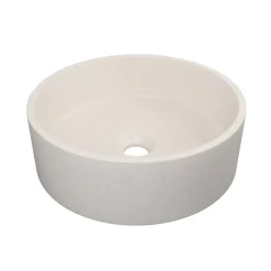 Homesight Vasque à poser ronde grès beige Ø36 x H.12 cm Swan