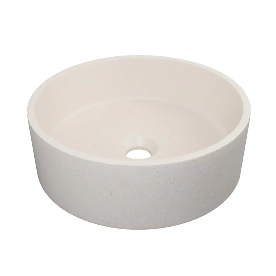 Homesight Vasque à poser ronde grès beige Ø36 x H.12 cm Swan