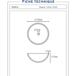 Planète Bain Vasque à poser ronde petit diamètre 31 cm en verre transparent