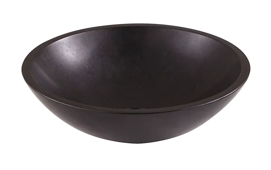 GoodHome Vasque à poser ronde pierre naturelle noire Tumen