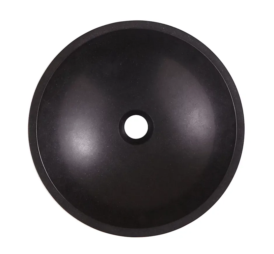 GoodHome Vasque à poser ronde pierre naturelle noire Tumen