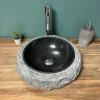 Byca Vasque à poser ronde PITA - 40 cm noir en basalte* Vasque À Poser