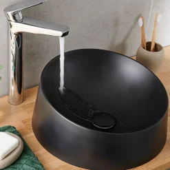 GoodHome Vasque à poser résine Allos Noir