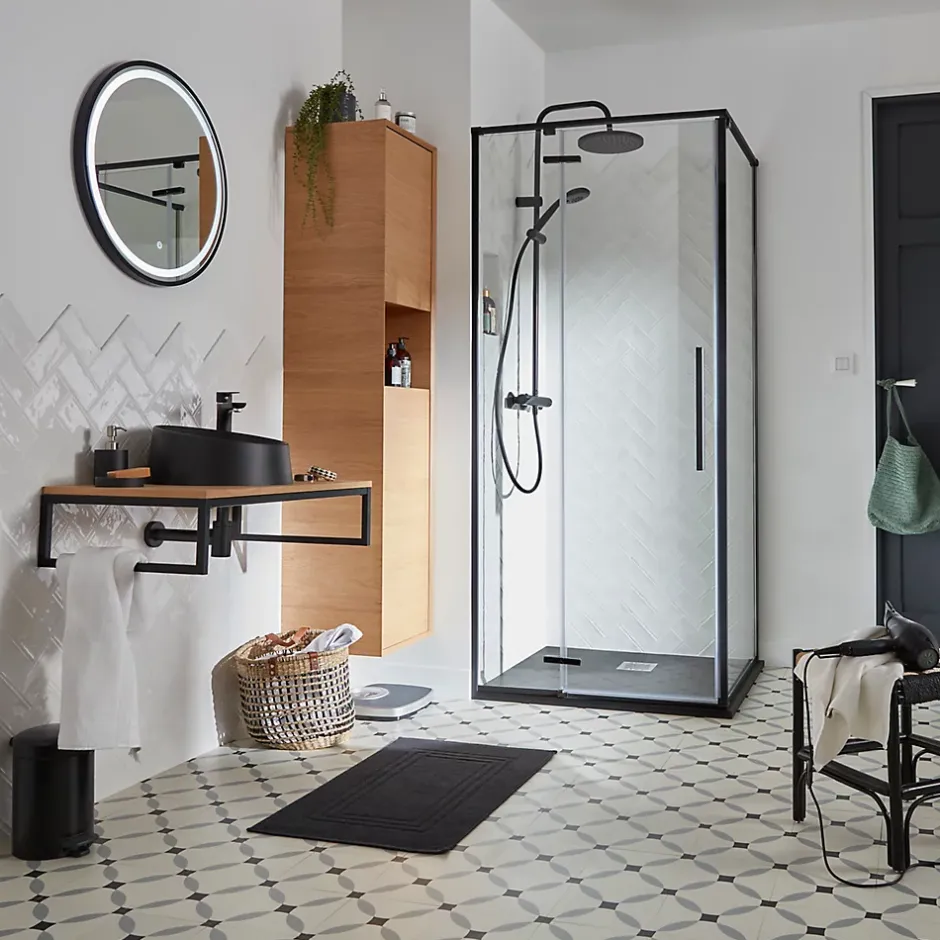 GoodHome Vasque à poser résine Allos Noir