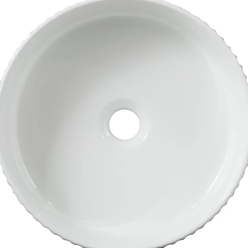 Planète Bain Vasque à poser striée Ania 36cm blanche
