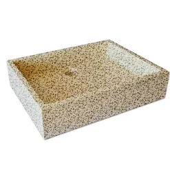 Autres Vasque à poser timbre crème moucheté carrée en Terrazzo pour salle de bain* Vasque À Poser