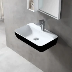 Bernstein Vasque à poser 60x40x14cmou lavabo à suspendre en fonte minérale - noir/blanc mat - TWG201* Lavabo