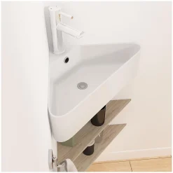 Mob-In Vasque à suspendre d'angle en céramique blanche 42,5cm