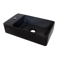 Mob-In Vasque à suspendre ou à poser rectangulaire en résine noire 40x23cm* Plan Vasque Lave-Mains