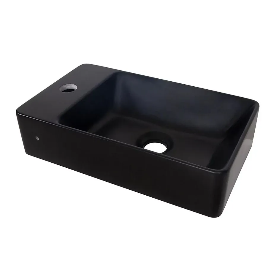Mob-In Vasque à suspendre ou à poser rectangulaire en résine noire 40x23cm* Plan Vasque Lave-Mains