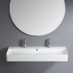 Homesight Vasque à suspendre rectangulaire céramique blanc Malaga