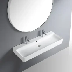 Homesight Vasque à suspendre rectangulaire céramique blanc Malaga