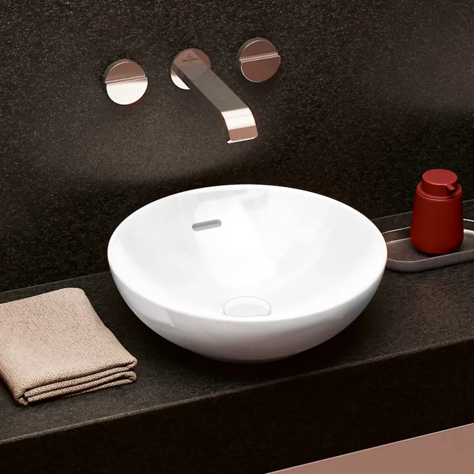 Villeroy & Boch Vasque 38 x 38 ronde à poser VILLEROY ET BOCH Loop & Friends non meulé blanche sans trop plein