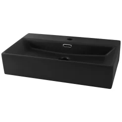 Luxebath Vasque a poser carré noir lavabo ceramique salle de bain 605x365mm ML-Design