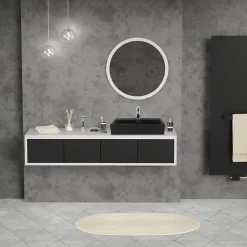Luxebath Vasque a poser carré noir lavabo ceramique salle de bain 605x365mm ML-Design