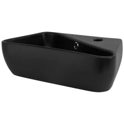 Ml-Design Vasque a poser noir ceramique lave-main Evier pour salle de bain 450x270x130 mm