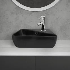 Ml-Design Vasque a poser noir ceramique lave-main Evier pour salle de bain 450x270x130 mm