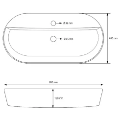 Ml-Design Vasque a poser ovale blanc en ceramique lavabo pour salle de bain 800x400x120 mm* Vasque À Poser