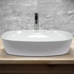 ECD Germany Vasque a poser salle de bain lavabo bol ovale blanc en ceramique 605x380x180 mm* Vasque À Poser