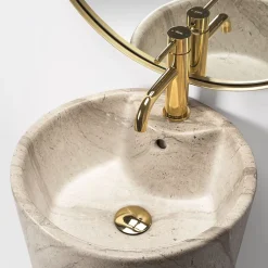 Rea Vasque Autoportante Blanka Natural Matt Beige Round* Lavabo