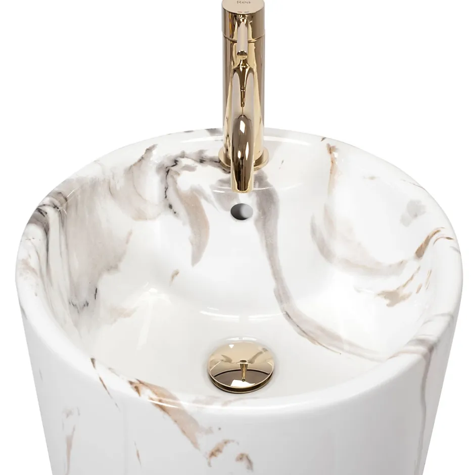 Rea Vasque Autoportante Blanka Marble White Round