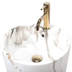Rea Vasque Autoportante Blanka Marble White Round