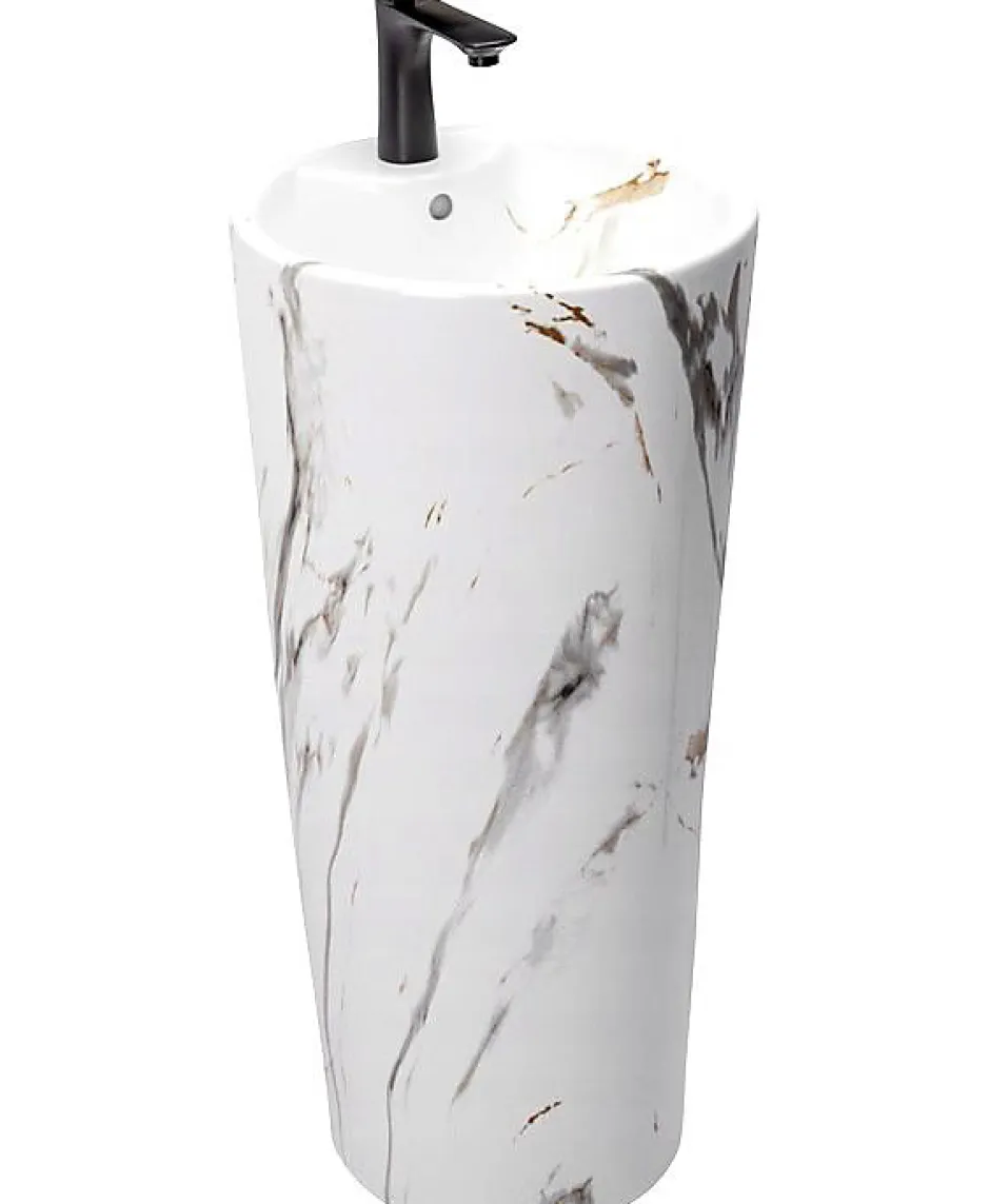 Rea Vasque Autoportante Blanka Marble White Round