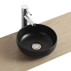 Homesight Vasque bol en céramique diamètre 26 x H.12 cm, noir,