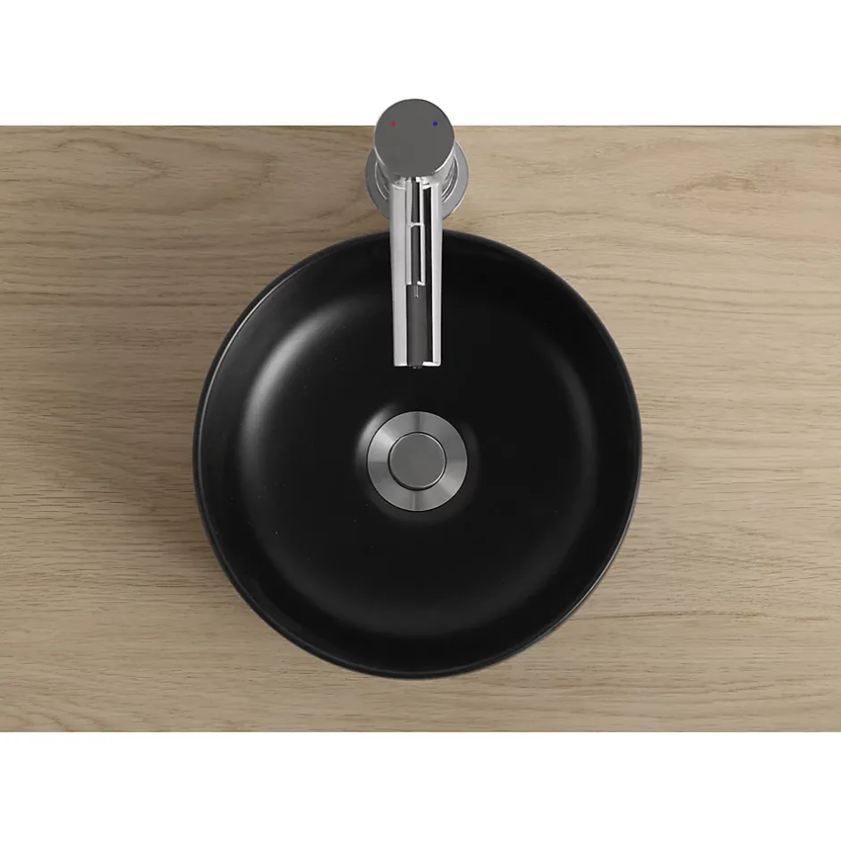 Homesight Vasque bol en céramique diamètre 26 x H.12 cm, noir,