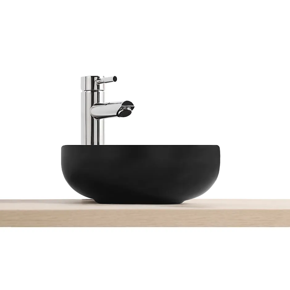 Homesight Vasque bol en céramique diamètre 26 x H.12 cm, noir,