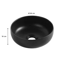Homesight Vasque bol en céramique diamètre 26 x H.12 cm, noir,