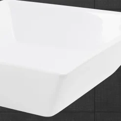 Ml-Design Vasque carré ceramique blanc lavabo a poser sur plan de toilette 410x410x120 mm* Vasque À Poser