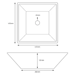 Ml-Design Vasque carré ceramique blanc lavabo a poser sur plan de toilette 410x410x120 mm* Vasque À Poser