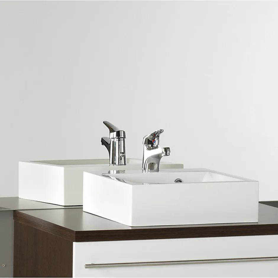 Cuisibane Vasque carrée à poser RESICUB 40 cm - blanc* Plan Vasque Lave-Mains