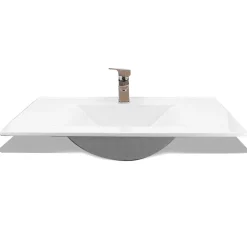 Autres Vasque cémarique Blanc à encastrer 75 x 35 cm Lavabo de salle de bain encastrable