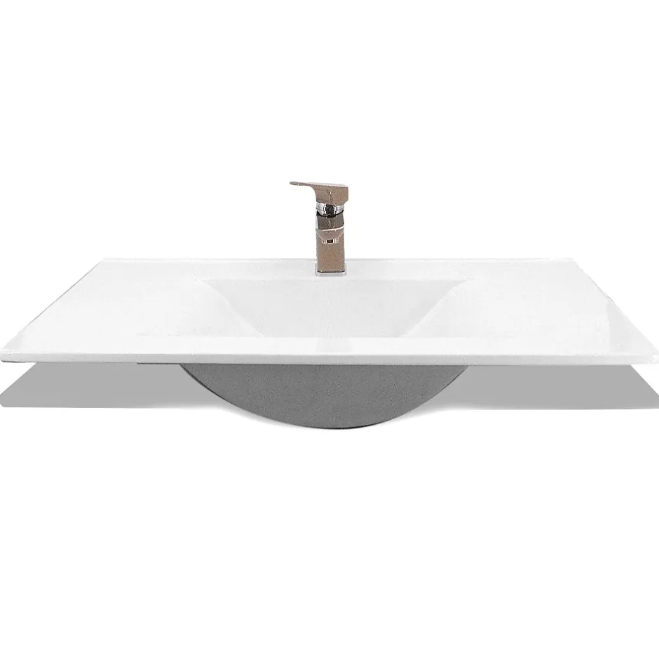 Autres Vasque cémarique Blanc à encastrer 75 x 35 cm Lavabo de salle de bain encastrable