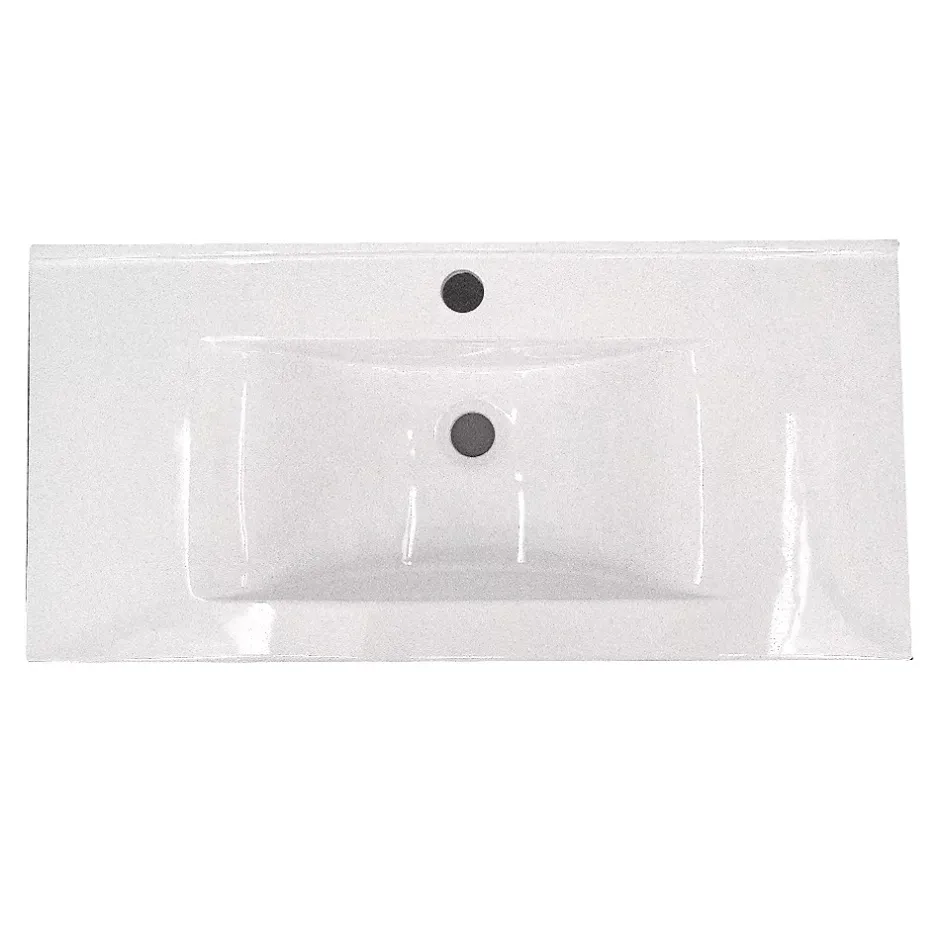 Autres Vasque cémarique Blanc à encastrer 75 x 35 cm Lavabo de salle de bain encastrable