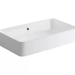 Sanindusa Vasque céramique traditionnelle rectangulaire a poser sur plan 60x35 Sanlife blanc