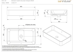 Sanindusa Vasque céramique traditionnelle rectangulaire a poser sur plan 60x35 Sanlife blanc