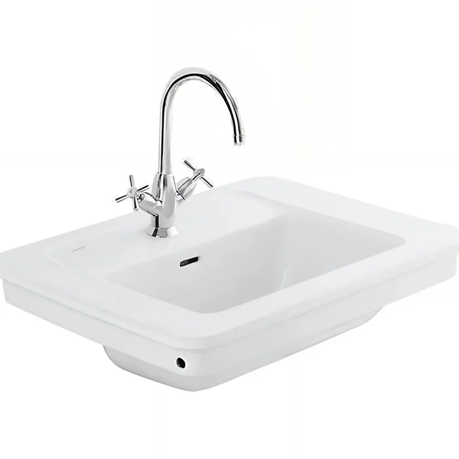 Sanindusa Vasque céramique traditionnelle a encastrer Vintage blanc