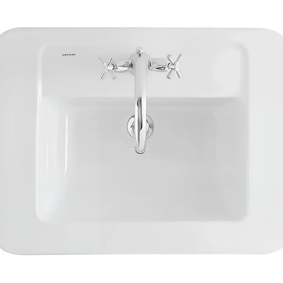 Sanindusa Vasque céramique traditionnelle a encastrer Vintage blanc