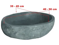 Vente-unique Vasque de salle de bain en pierre de rivière WATU - Couleur grise* Vasque À Poser