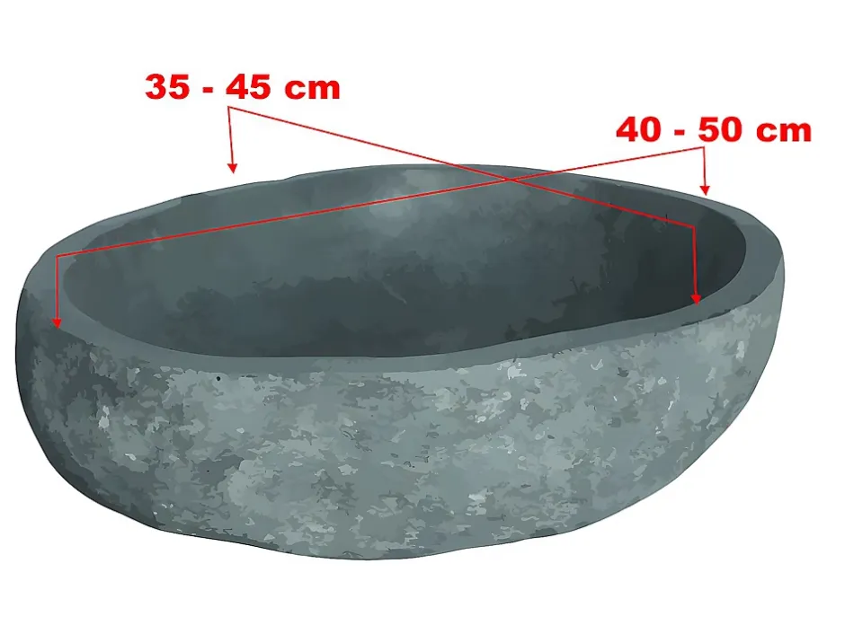 Vente-unique Vasque de salle de bain en pierre de rivière WATU - Couleur grise* Vasque À Poser