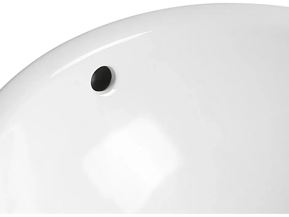 Vente-unique Vasque de salle de bain semi-encastrée ronde en céramique - 46 cm - Blanc - CATONAC II