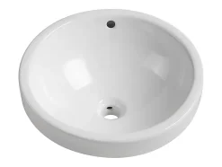Vente-unique Vasque de salle de bain semi-encastrée ronde en céramique - 46 cm - Blanc - CATONAC II