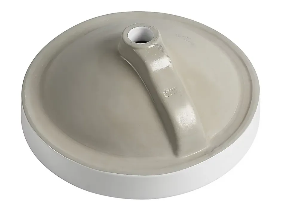 Vente-unique Vasque de salle de bain semi-encastrée ronde en céramique - 46 cm - Blanc - CATONAC II