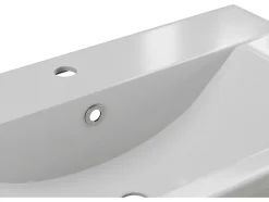 Vente-unique Vasque de salle de bain semi-encastrée rectangle en céramique - 71,5 cm - Blanc - YASMAC II