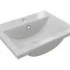 Vente-unique Vasque de salle de bain semi-encastrée rectangle en céramique - L51,5 cm - Blanc - YASMAC II