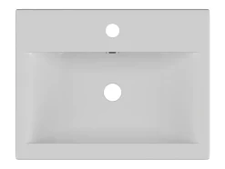 Vente-unique Vasque de salle de bain semi-encastrée rectangle en céramique - L51,5 cm - Blanc - YASMAC II